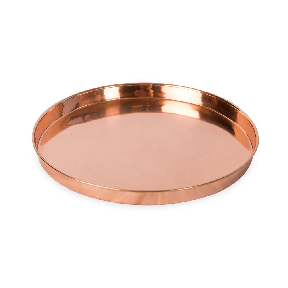 15" Round Copper-Plated Stainless Steel Decorative Tray