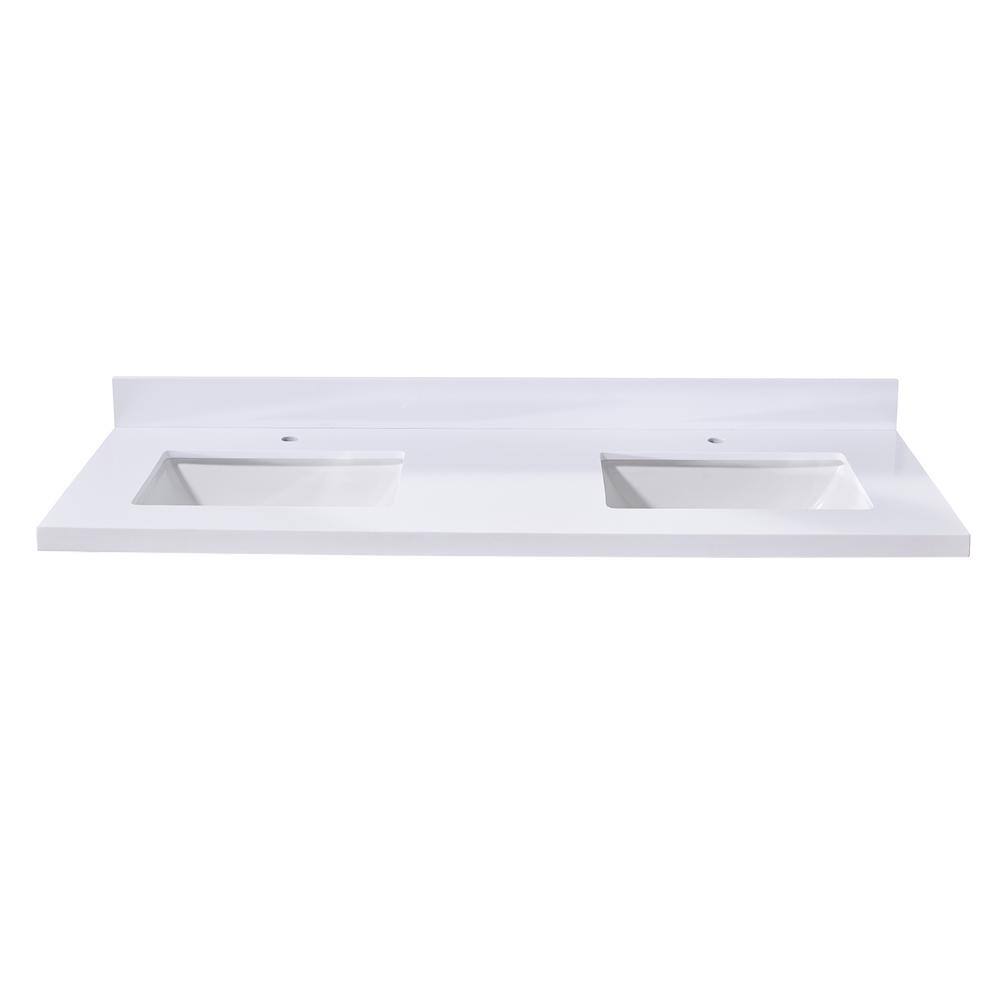 61'' Snow White Ceramic Double Sink Vanity Top