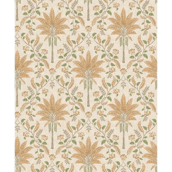 Palm Trellis Orange Non-Pasted Wallpaper (Covers 56 sq. ft.)