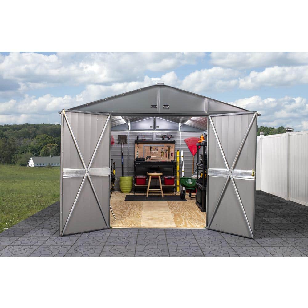 Arrow Select Charcoal Steel 10x14 Storage Shed with Swing Doors