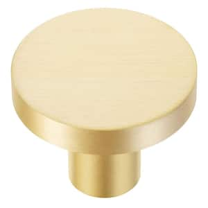 Brizza 1 in. (25 mm) Solid Gold Brushed Brass Round Cabinet Knob (10-Pack)