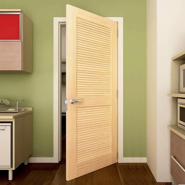 Kimberly Bay Louvered Solid Wood Unfinished Slab Standard Door 24" x 80" 