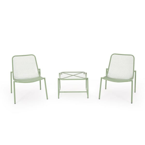 Bucknell Matte Green 3-Piece Metal Outdoor Patio Conversation Seating Set
