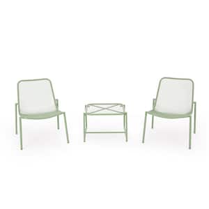 Bucknell Matte Green 3-Piece Metal Patio Conversation Seating Set
