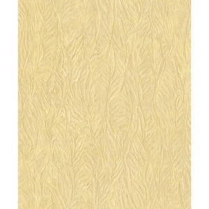 Ambiance Ochre/Gold Metallic Textured Leaf Emboss Vinyl Non-Pasted Wallpaper (Covers 57.75 sq.ft.)