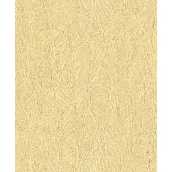 Unbranded Ambiance Ochre/Gold Metallic Textured Leaf Emboss Vinyl Non-Pasted Wallpaper (Covers 57.75 sq.ft.)