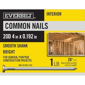 20D 4 in. Common Nails Bright 1 lb (Approximately 28 Pieces)