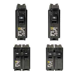 Homeline 1-20 and 1-15 Amp Single-Pole, 1-40 and 1-30 Amp 2-Pole Circuit Breakers (4-pack)