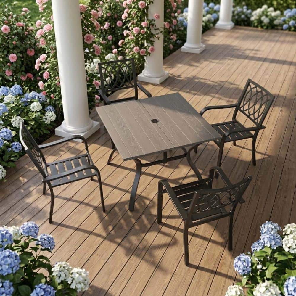 5-Piece Metal Outdoor Dining Set with Umbrella Hole price history on PriceWatchPro