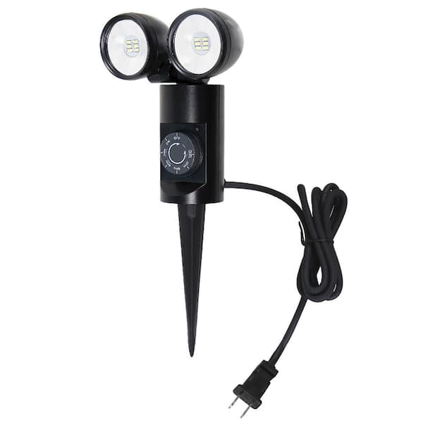 LINK2HOME Outdoor Solar Light 350-Lumen Black Low Voltage Solar LED Flood Light Motion Sensor