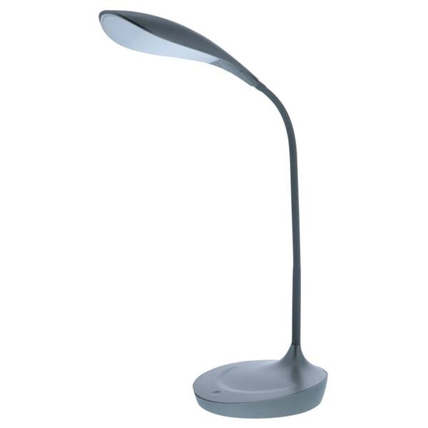 Photo 1 of 26 in. Gray Silicone Neck LED Desk Lamp with USB Charging Port