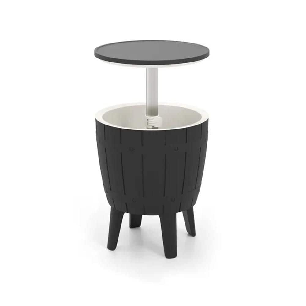 Patio Ice Cooler Bar Table, 15-Can Black Multifunctional