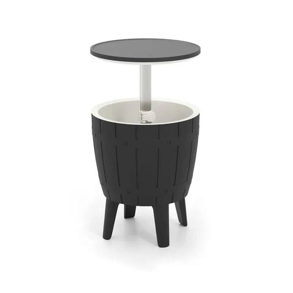 Phewnyzo 40 qt. Outdoor Cooler Bar Table with Telescopic and Locking Top Holds 25 Bottles/50 Cans for Patio Poolside Use in Brown