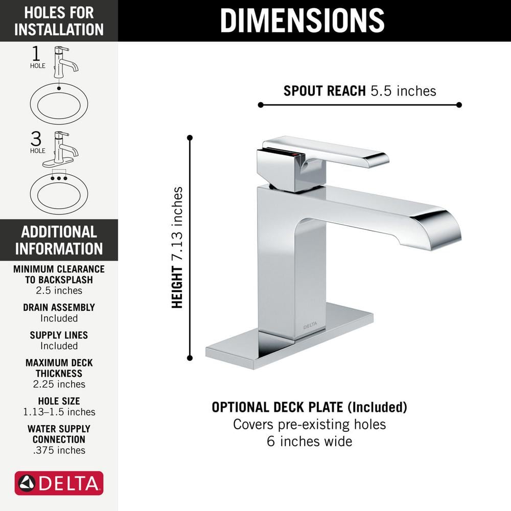 Sleek Modern Chrome Single-Hole Bathroom Faucet with Drain Assembly