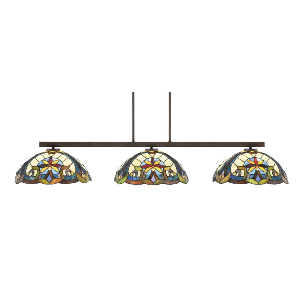 Cottonwood 3-Light Dark Granite Light Chandelier with Earth Star Art Glass 