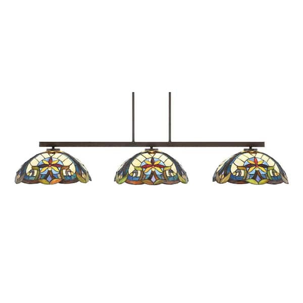 Unbranded Cottonwood 3-Light Dark Granite Light Chandelier with Earth Star Art Glass Shades