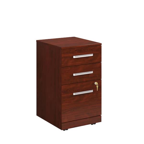 Unbranded Affirm Classic Cherry File Cabinet with 3-Drawers and Casters for Mobility