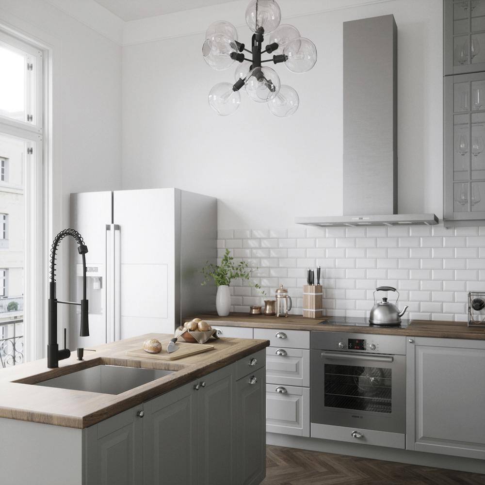 Matte Black Pull-Down Kitchen Faucet with Soap Dispenser