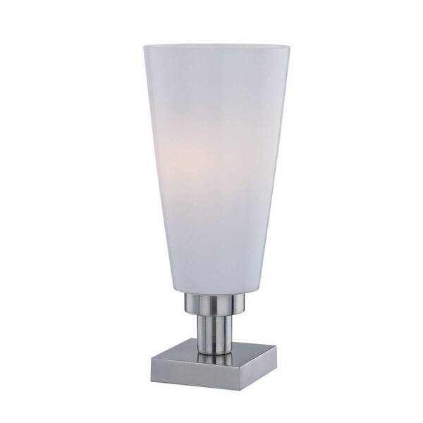 Illumine 15 in. Polished Steel Table Lamp with Frost Glass Shade