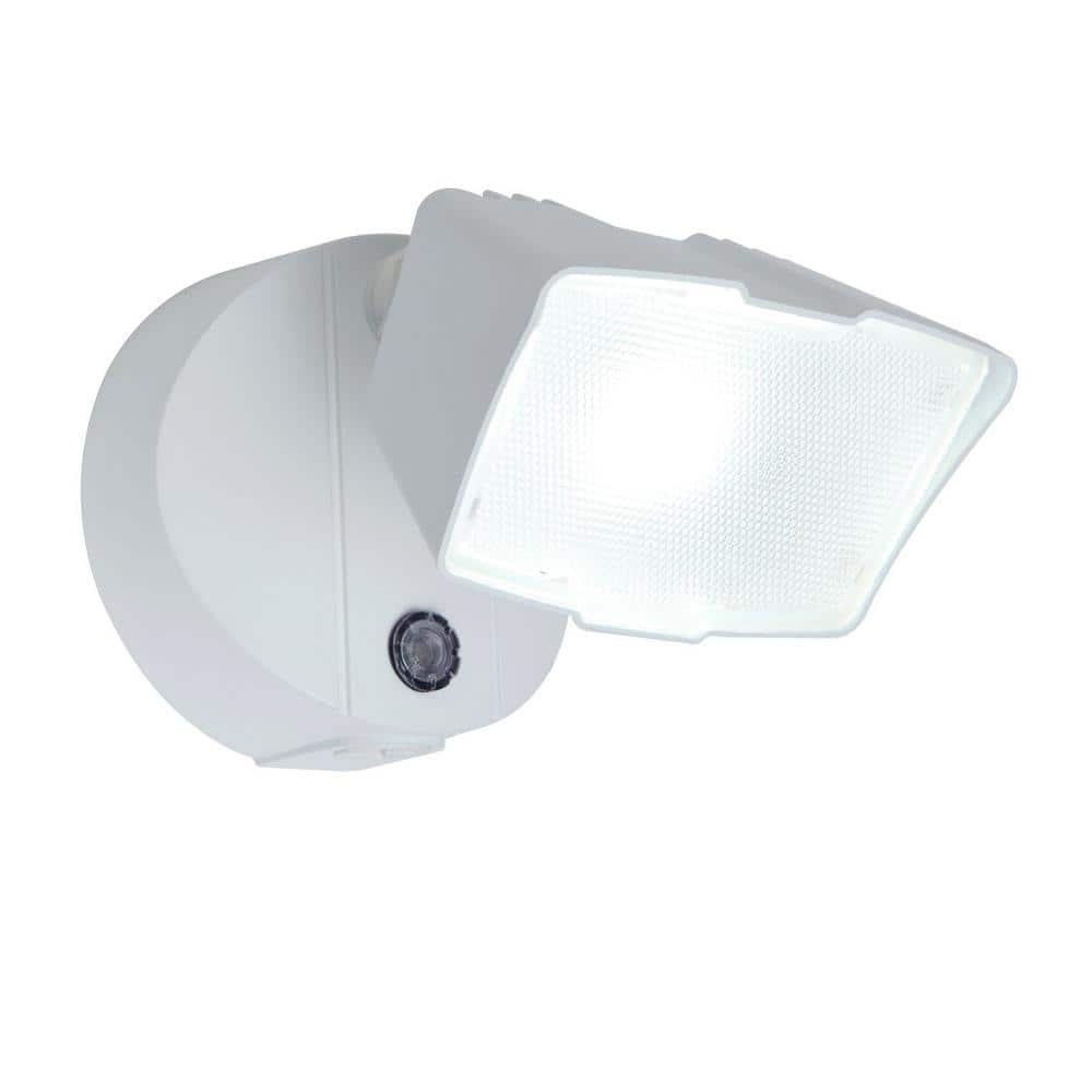 LUTEC White Outdoor Integrated LED Dusk to Dawn Flood Light