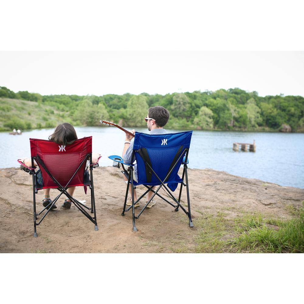 Maldives Blue Dual Lock Folding Camp Chair with Cup Holders