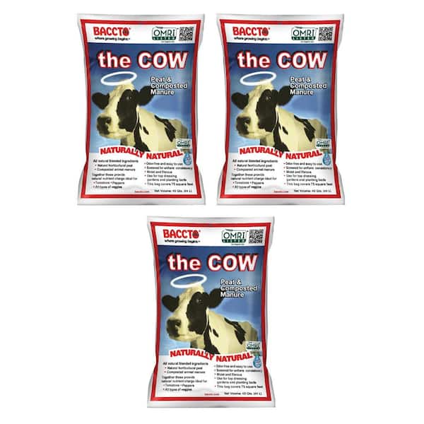 BACCTO 1640 Wholly Cow Horticultural Compost and Manure, 40 Qt. (3-Pack)