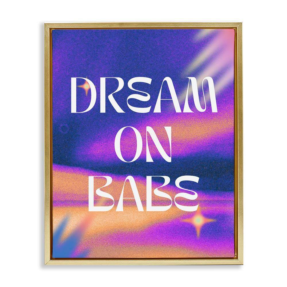 Dream On Babe Purple by House of Lulu Gold Floater Frame Typography Graphic Art Print 31 in. x 25 in. price history on PriceWatchPro