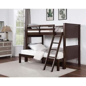Everrett Walnut Twin Over Full Bunk Bed with Ladder