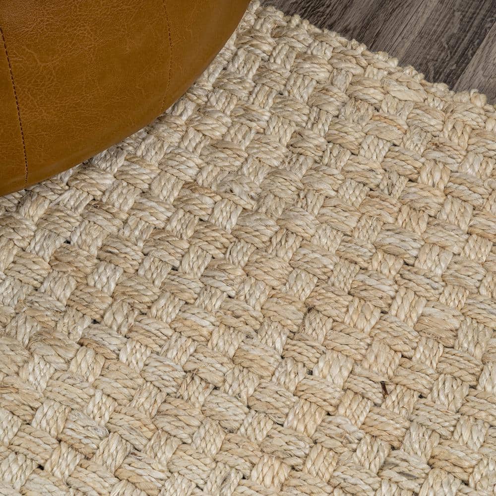 Ivory Handwoven Jute Boucle Chunky 2x8 Runner Rug
