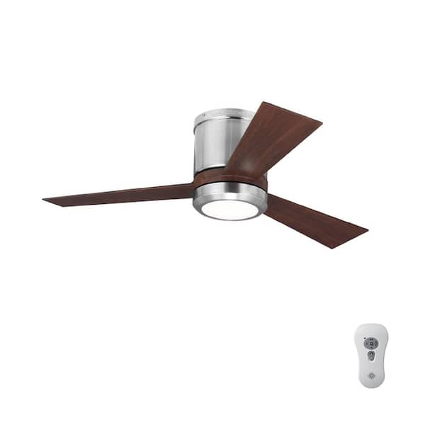 Monte Carlo Clarity Ii 42 In Integrated Led Indoor Brushed Steel Flush Mount Ceiling Fan With Teak Blades And Remote Control 3clyr42bsd V1 The Home Depot - Flush Mount 42 Inch Ceiling Fan With Light