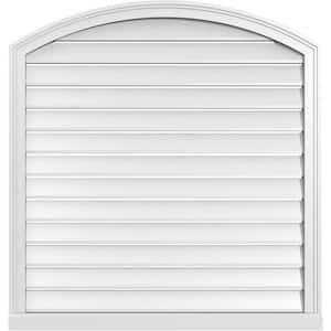 38 in. x 38 in. Arch Top Surface Mount PVC Gable Vent: Decorative with Brickmould Sill Frame