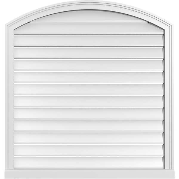 Ekena Millwork 38 in. x 38 in. Arch Top Surface Mount PVC Gable Vent: Decorative with Brickmould Sill Frame