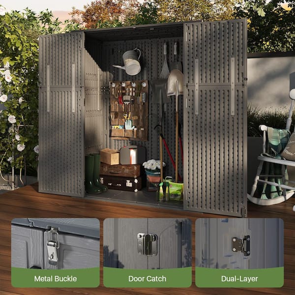 Sizzim 4 ft. 7.9 in. W x 2 ft. 2.4 in. D x 6 ft. H Resin Shed Sizzim 4 ft. 7.9 in. W x 2 ft. 2.4 in. D x 6 ft. H Resin Shed