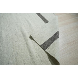 Ivory 10 ft. x 14 ft. Hand-Woven Wool Contemporary Natural Wool Flat Rug Area Rug