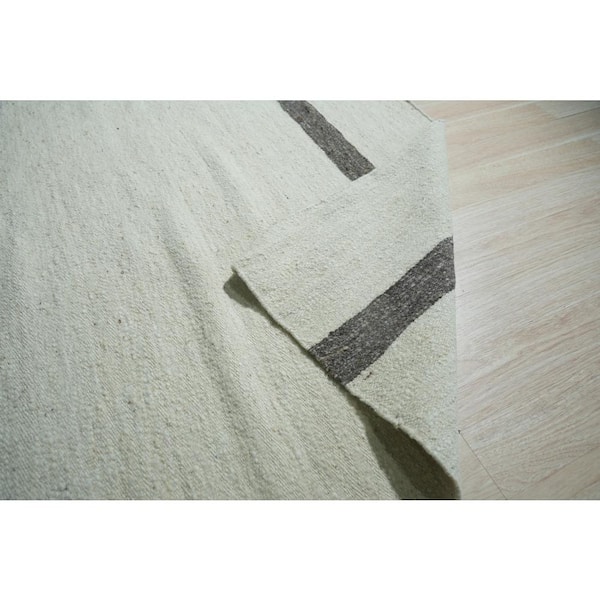Ivory 6 ft. x 9 ft. Hand-Woven Wool Contemporary Natural Wool Flat Rug Area Rug