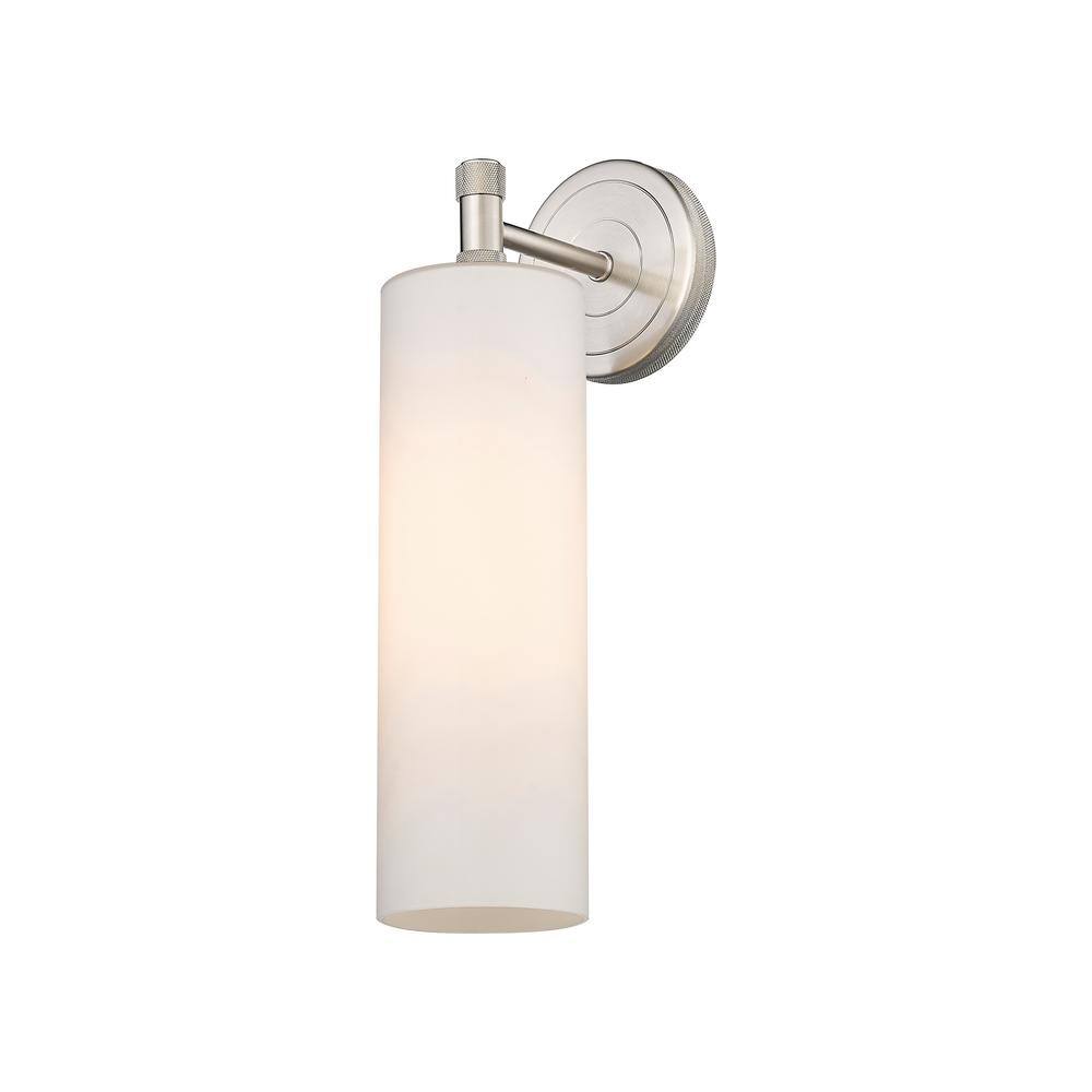 Crown Point 3.88 in. 1-Light Satin Nickel Wall Sconce with Glass Shade price history on PriceWatchPro