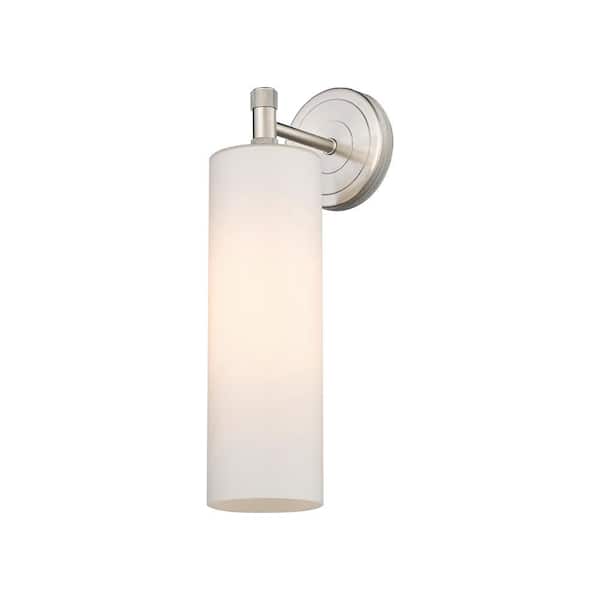 Innovations Crown Point 3.88 in. 1-Light Satin Nickel Wall Sconce with Glass Shade