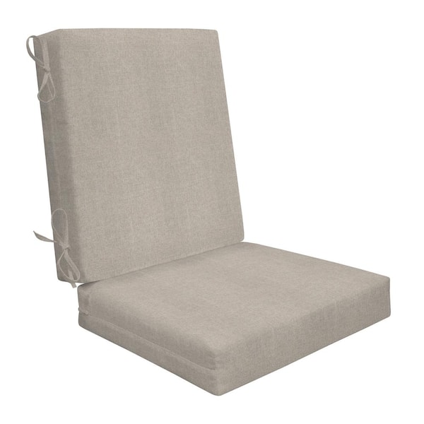 Honeycomb Heathered Solid Taupe Outdoor Highback Dining Chair Cushion