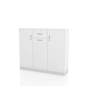 41.34 in. H Kael White Shoe Storage Cabinet with Adjustable Shelves