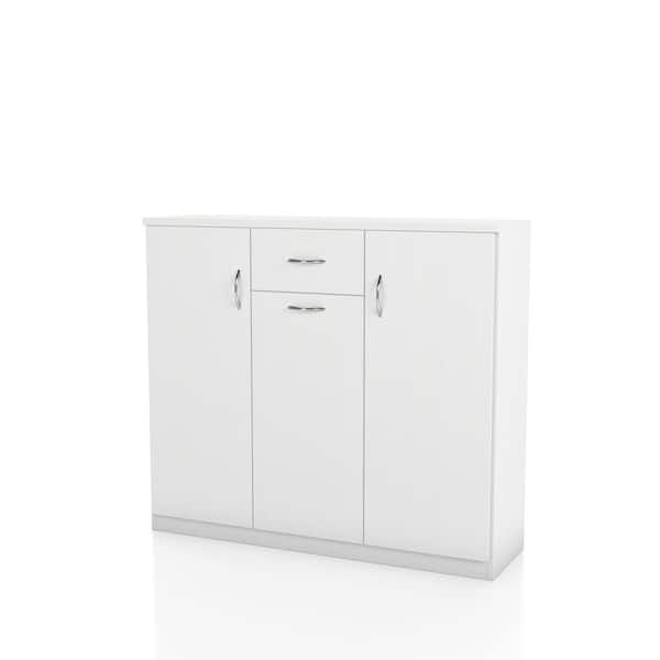 Furniture of America 41.34 in. H Kael White Shoe Storage Cabinet with Adjustable Shelves