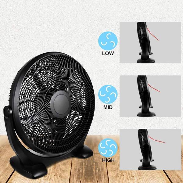 Tidoin 18 in. Black 3-Speed Plastic Oscillating Quiet Outdoor