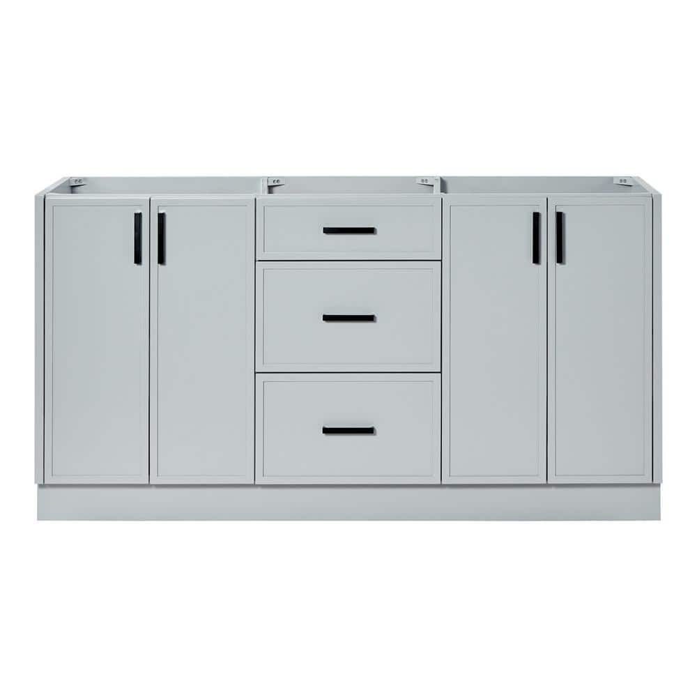 Kelly 66" Light Gray Wood Double Freestanding Vanity Cabinet