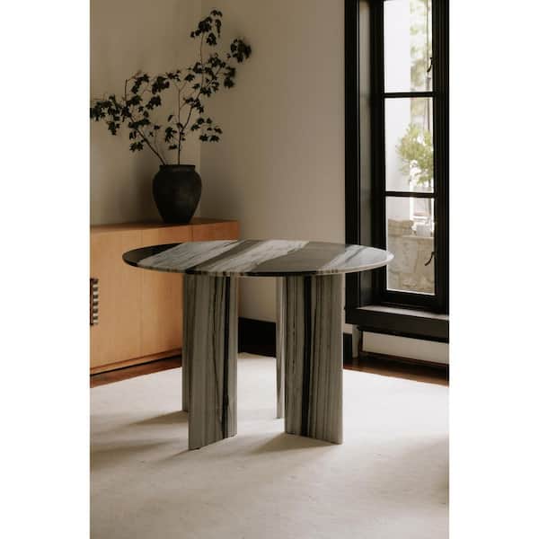 Amaryllis Contemporary Multicolor Panda Marble 48 in. 4-Legs Round Dining Table, (Seats-4)