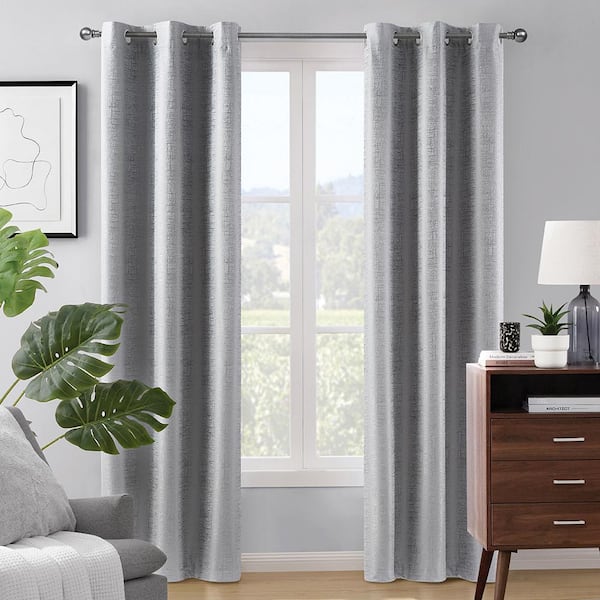 LiGHTSOUT with EnerShield Technology Paloma Gray 38 in. W x 63 in. L Grommet 100% Blackout Curtain (Single Panel)
