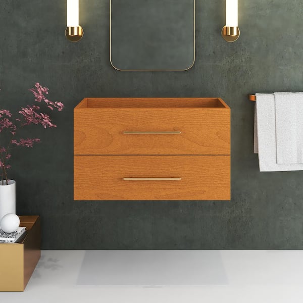 VOLPA USA AMERICAN CRAFTED VANITIES Napa 32 in. W. x 18 in. D Single Sink Bathroom Vanity Wall Mounted in Pacific Maple - Cabinet Only