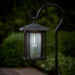 Grantville Solar 15 Lumens Black Outdoor Integrated LED Shepherd Hook Path Light (2-Pack); Weather/Water/Rust Resistant