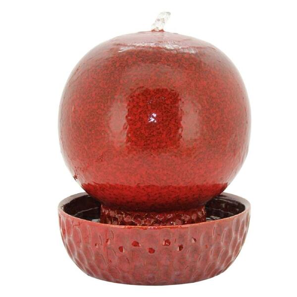Pacific Decor 15 in. H x 12 in. D Ball Fountain in Ruby-Red-DISCONTINUED