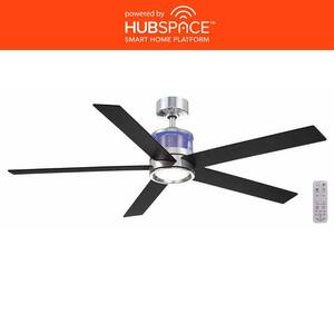 Sereno 56 in. Indoor Chrome DC Motor Ceiling Fan with Adjustable White LED with RBG Uplight with Remote Included