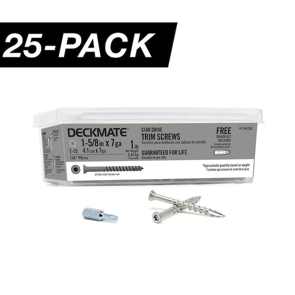 25-Pack #7 x 1-5/8 in. 305 Stainless Steel Star Drive Trim Screw (25 lb / 4,100-Piece)