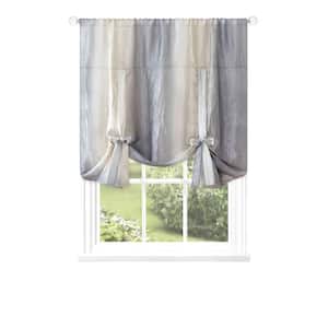 Ombre 50 in. W x 63 in. L Light Filtering Window Panel Curtain Tie Up Shade in Grey